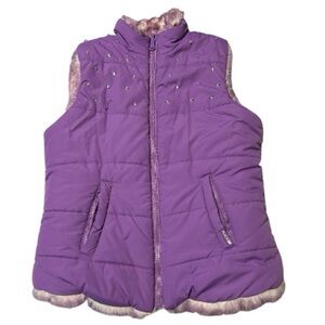 The Children’s Place Reversible Vest, Faux Fur Lining. Size L 10/12. Purple.